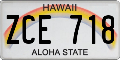 HI license plate ZCE718