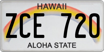 HI license plate ZCE720