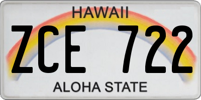 HI license plate ZCE722