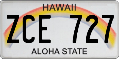 HI license plate ZCE727