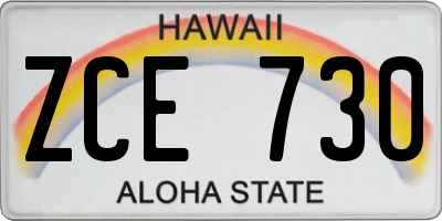 HI license plate ZCE730