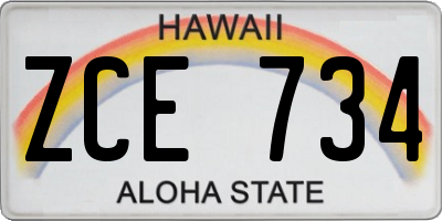 HI license plate ZCE734