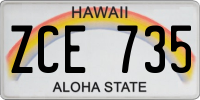 HI license plate ZCE735