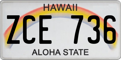 HI license plate ZCE736