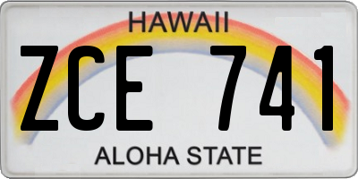 HI license plate ZCE741