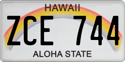 HI license plate ZCE744