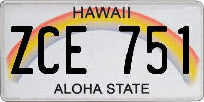 HI license plate ZCE751