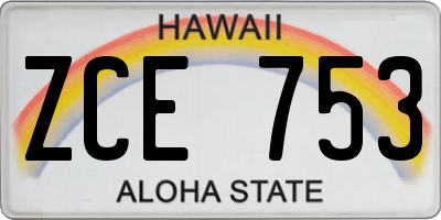 HI license plate ZCE753