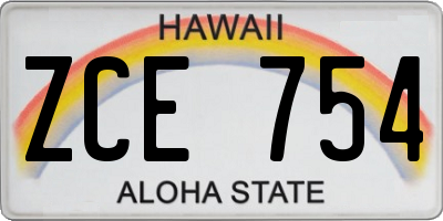 HI license plate ZCE754