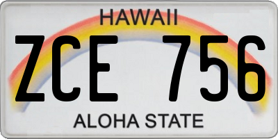 HI license plate ZCE756