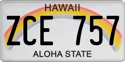 HI license plate ZCE757