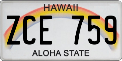 HI license plate ZCE759