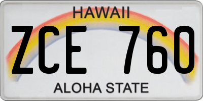 HI license plate ZCE760