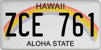 HI license plate ZCE761