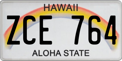 HI license plate ZCE764