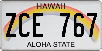 HI license plate ZCE767