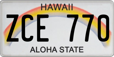HI license plate ZCE770