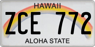 HI license plate ZCE772
