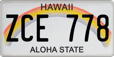 HI license plate ZCE778