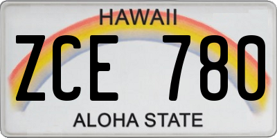 HI license plate ZCE780