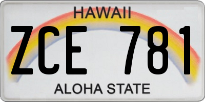 HI license plate ZCE781