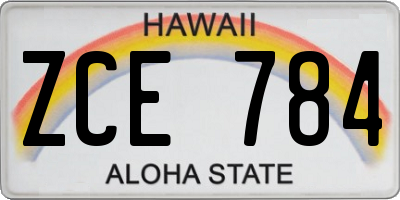 HI license plate ZCE784