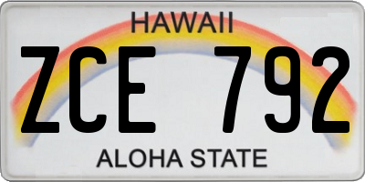 HI license plate ZCE792
