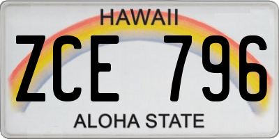 HI license plate ZCE796