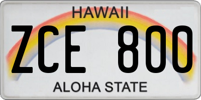 HI license plate ZCE800