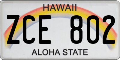 HI license plate ZCE802