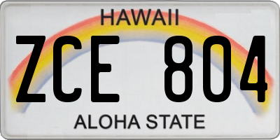 HI license plate ZCE804