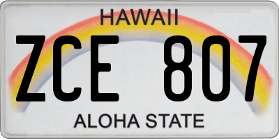 HI license plate ZCE807