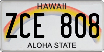 HI license plate ZCE808