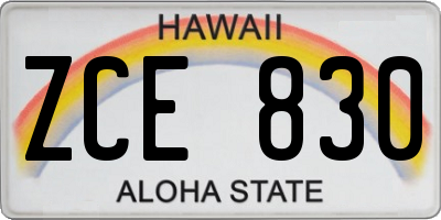 HI license plate ZCE830