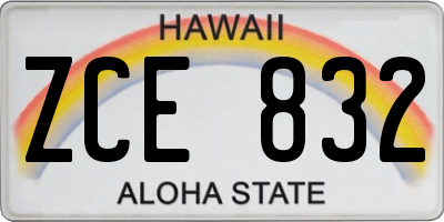 HI license plate ZCE832
