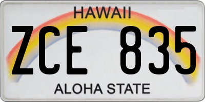 HI license plate ZCE835