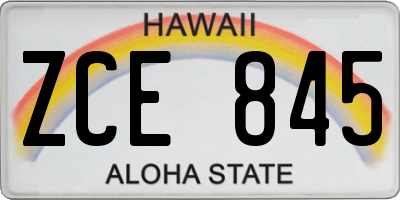 HI license plate ZCE845