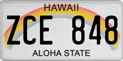 HI license plate ZCE848