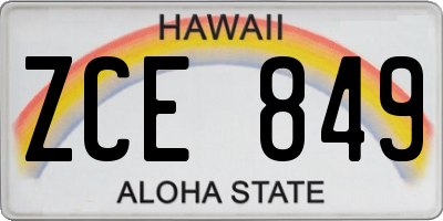 HI license plate ZCE849