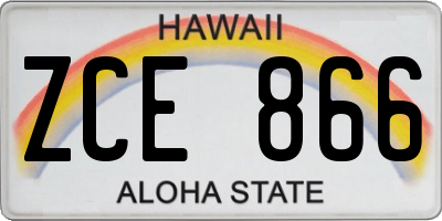 HI license plate ZCE866