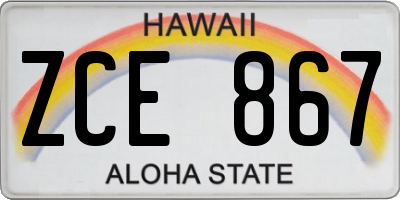 HI license plate ZCE867