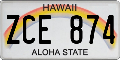 HI license plate ZCE874