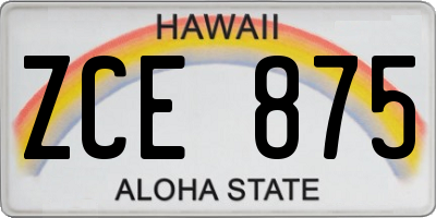 HI license plate ZCE875