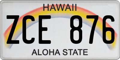 HI license plate ZCE876