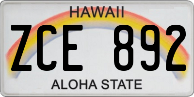 HI license plate ZCE892