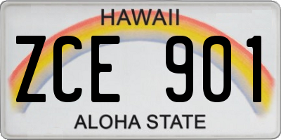 HI license plate ZCE901