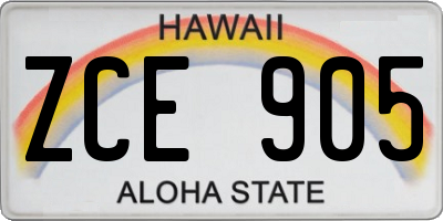 HI license plate ZCE905