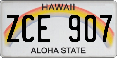 HI license plate ZCE907