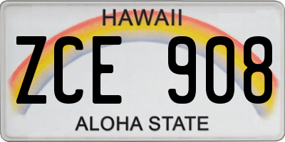 HI license plate ZCE908