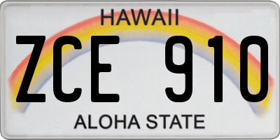 HI license plate ZCE910